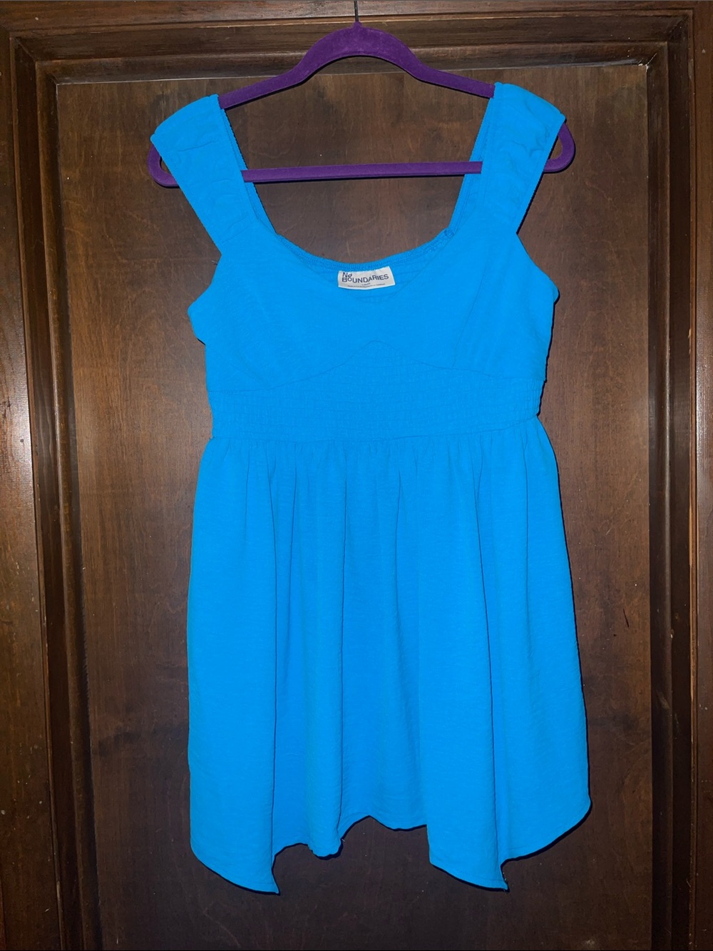 No Boundaries Bright Turquoise Square-Neck Mini Dress